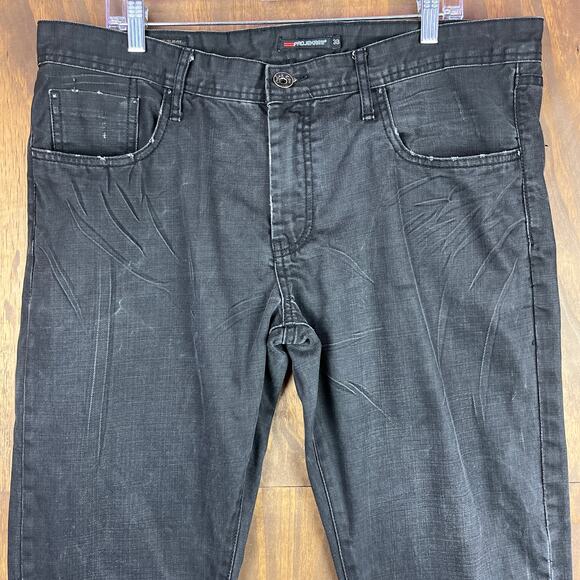 Vintage Projek Raw Mens Jeans Black Baggy Distressed Slim Fit Straight Leg 38x31 - Picture 2 of 12